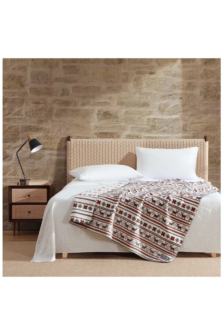 Flying Fish Reversible Flannel Blanket, Alternate, color, LIGHT BEIGE