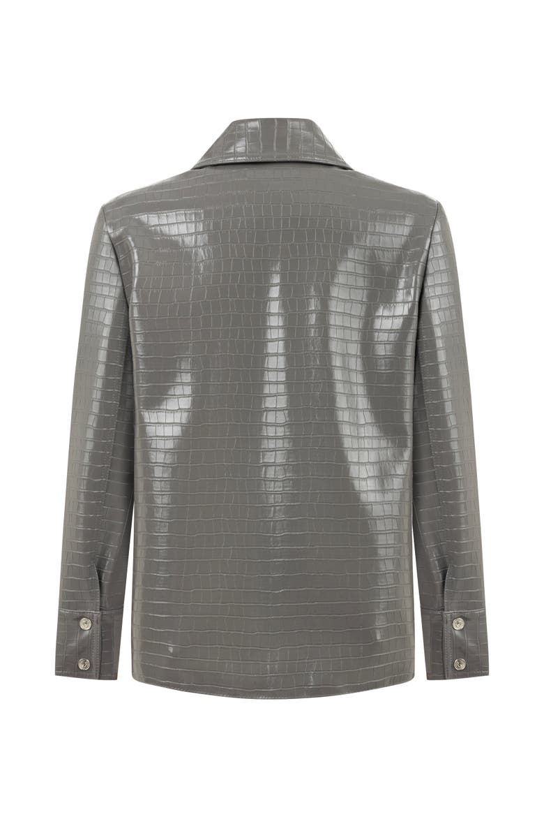Shirt Collar Faux Leather Jacket, Alternate, color, Grey