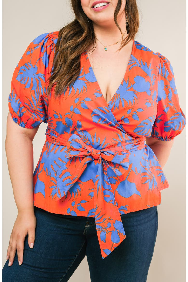 Cotton Wrap Top, Alternate, color, ORANGE