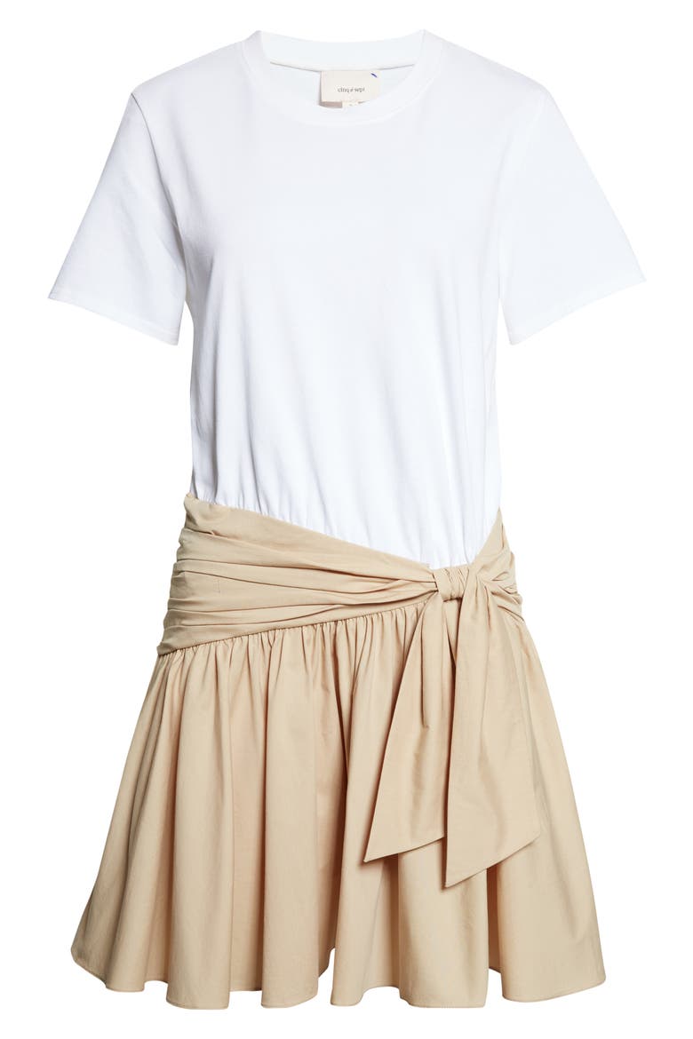 Leslie Mixed Media Dress, Alternate, color, WHITE/ KHAKI