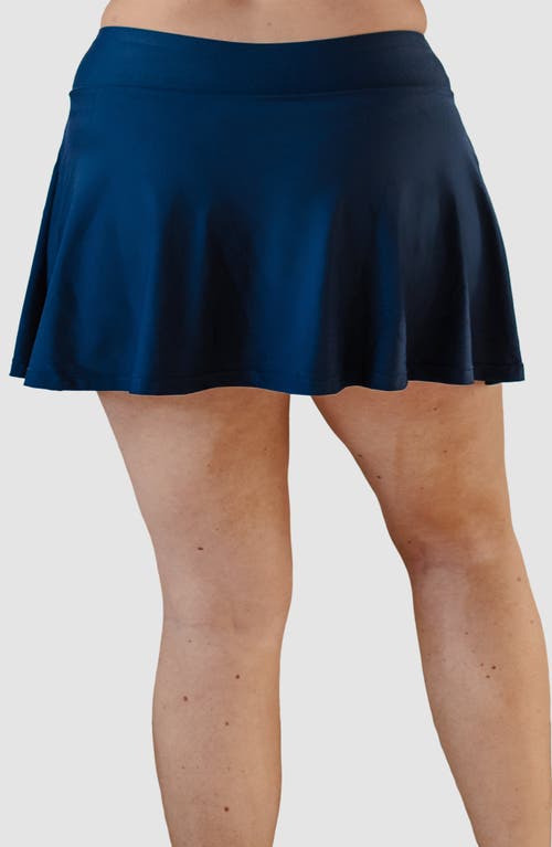 Calypsa Plus Size Flowy Swim Skirt With Shorts In Blue