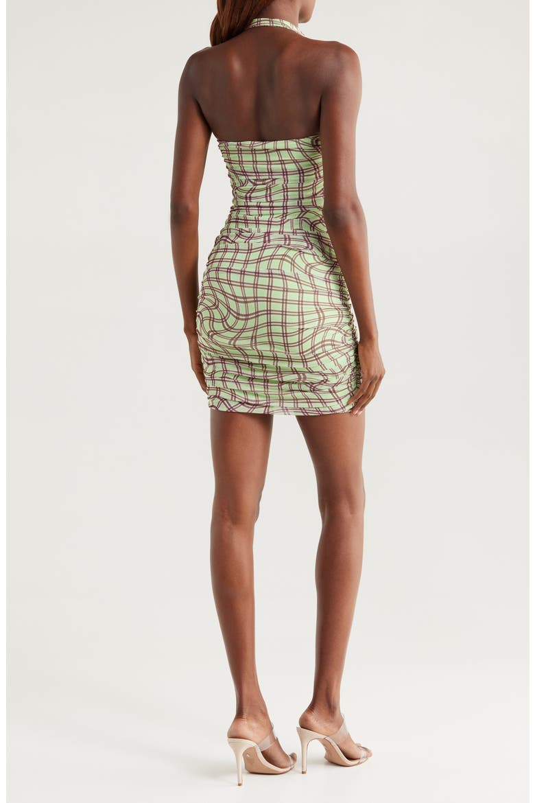 Bonnie Halter Neck Mesh Minidress, Alternate, color, MINT PLAID