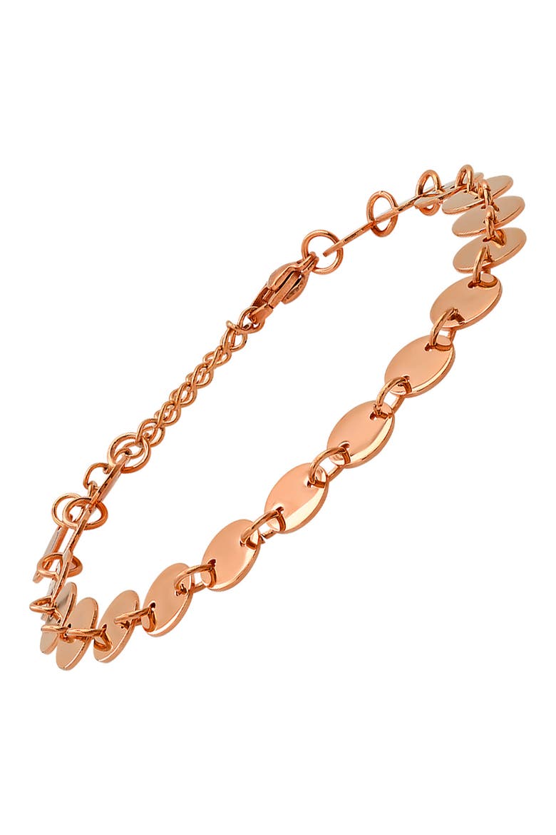 18K Rose Gold Plated Stainless Steel Disc Bracelet, Main, color, ROSE