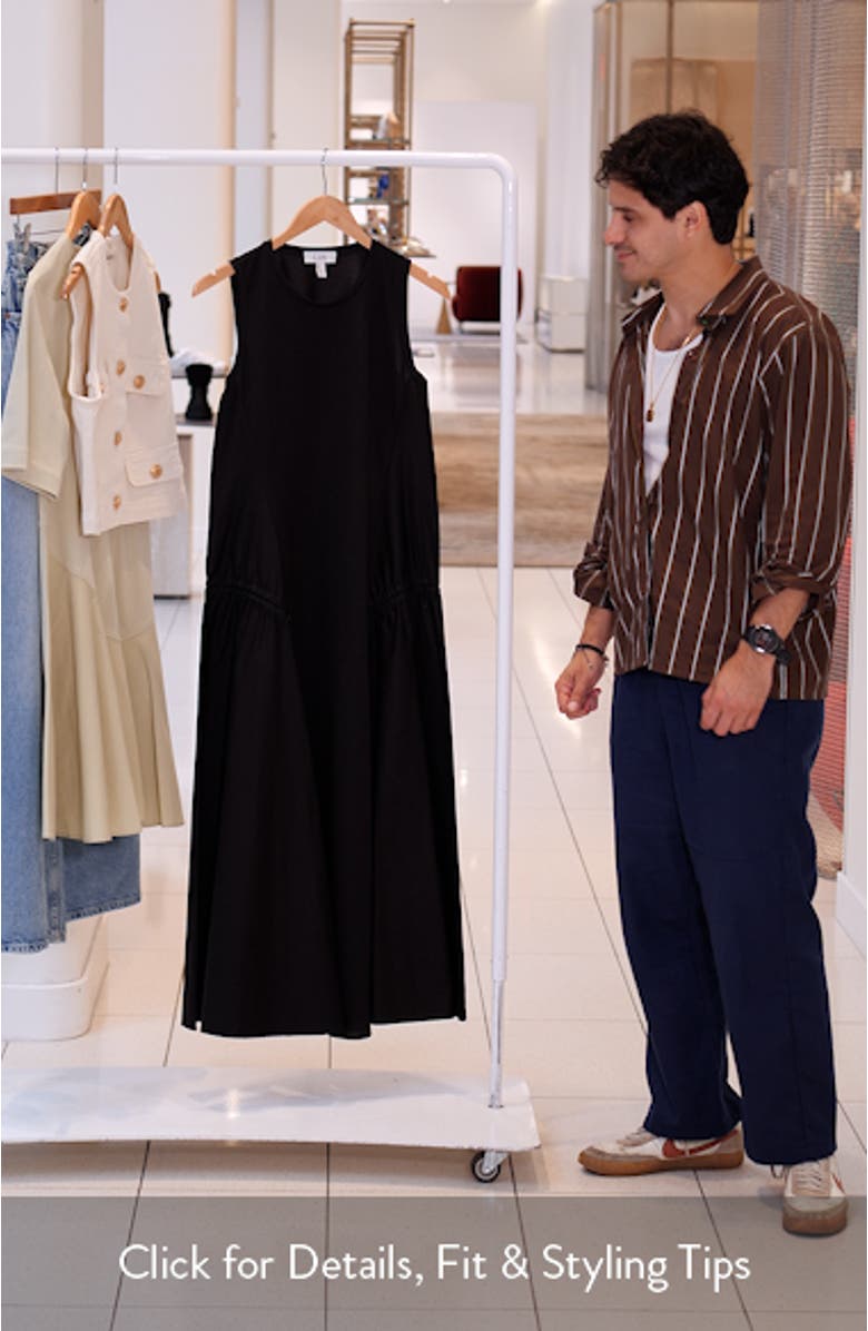 Paneled Gathered Side Cotton Blend Midi Dress, sales video thumbnail