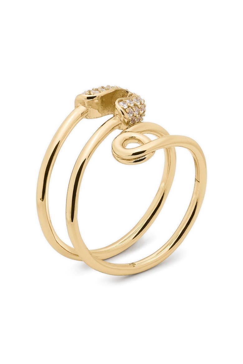 Safety Pin Coil Ring, Alternate, color, CLEAR/ GOLD