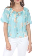 RAIN AND ROSE Floral Puff Sleeve Top
