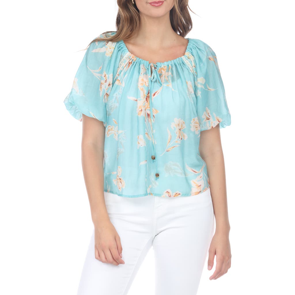 RAIN AND ROSE RAIN AND ROSE FLORAL PUFF SLEEVE TOP