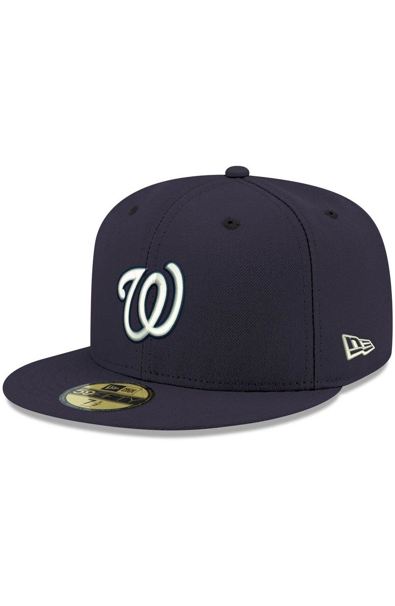 New Era Men's New Era Navy Washington Nationals White Logo 59FIFTY Fitted Hat, Alternate, color, 
