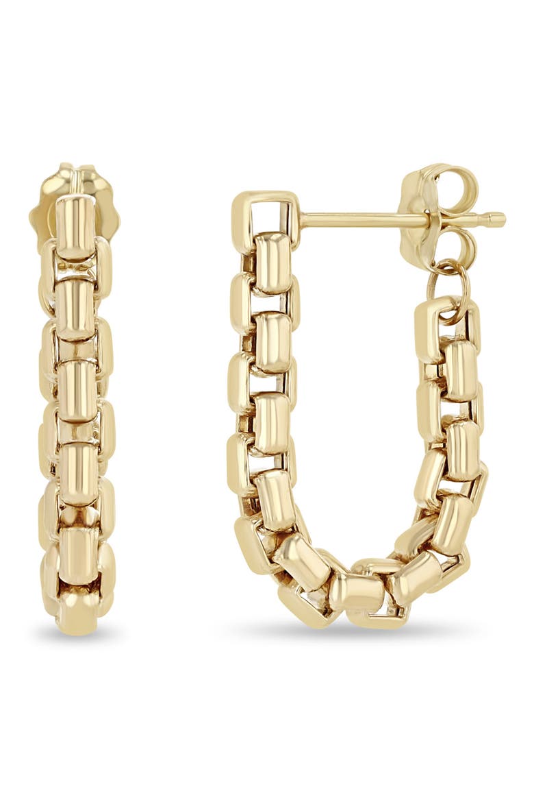 Large Box Chain Hoop Earrings, Main, color, 14K YELLOW GOLD