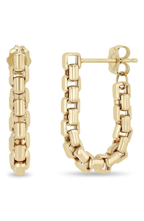 Large Box Chain Hoop Earrings
