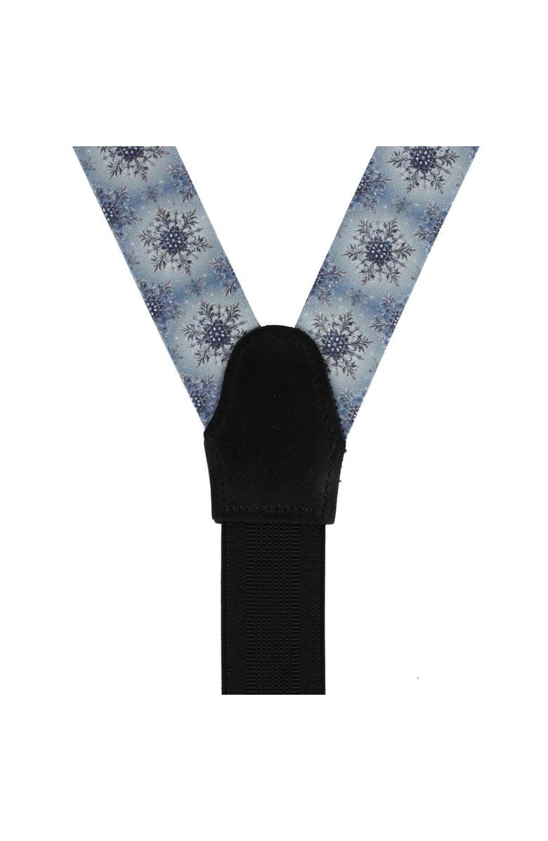 Trafalgar Big and Tall Clarence The Classy Snowflake Silk Holiday Button End Brace, Alternate, color, Light Blue