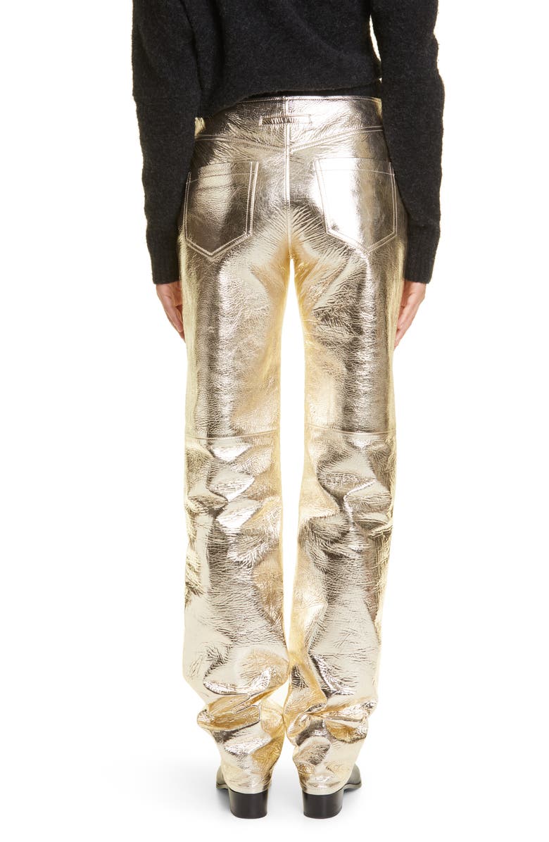 Proenza Schouler Metallic Leather Pants, Alternate, color, 