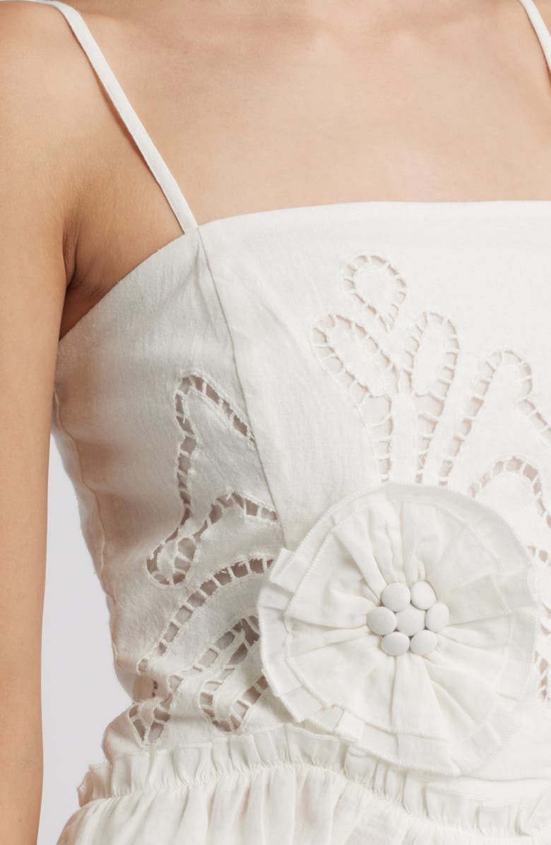 LOVE THE LABEL Cassia Floral Appliqué Cotton & Linen Top, Alternate, color, 