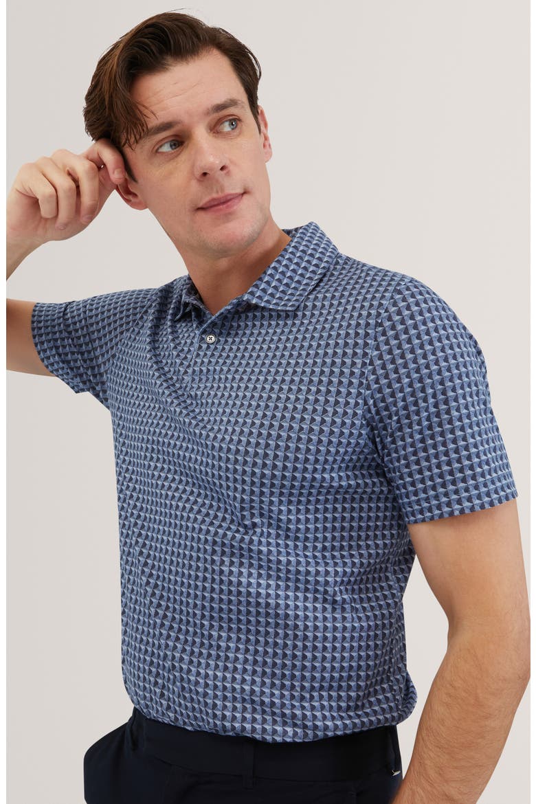 Zumurud Print Cotton Polo, Alternate, color, NAVY