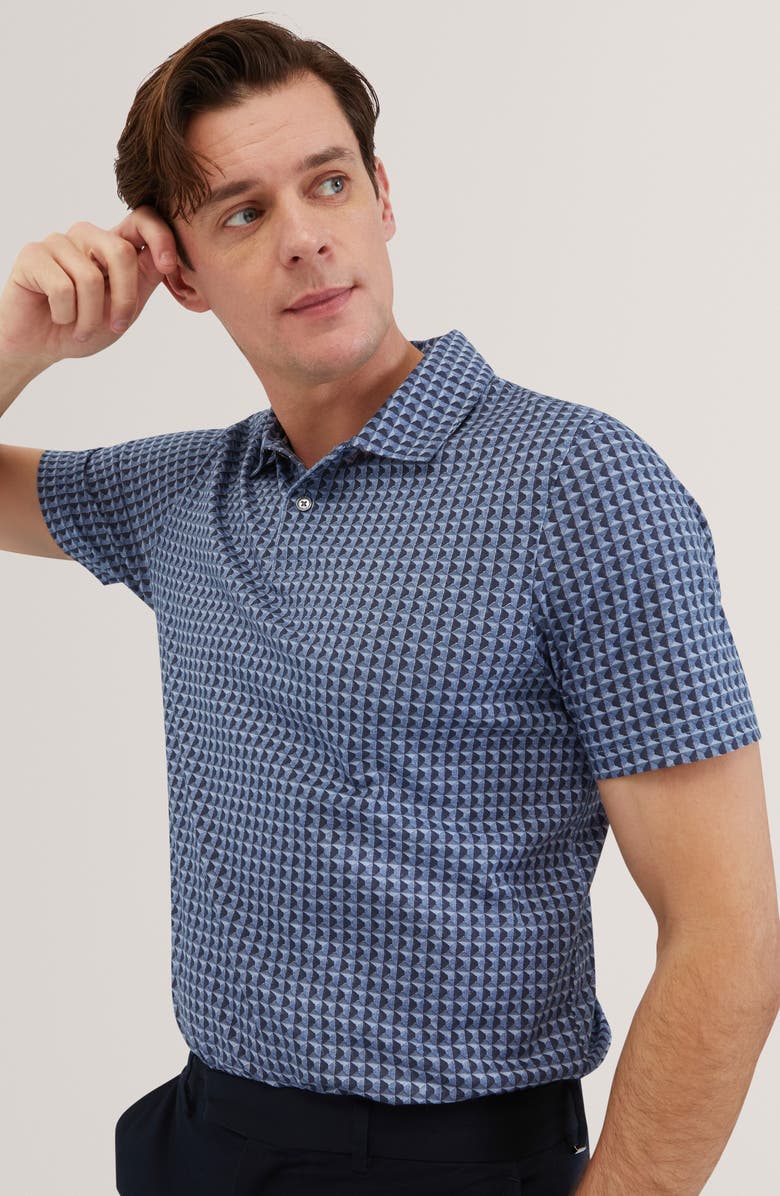 Ted Baker Zumurud Print Cotton Polo, Alternate, color, Navy