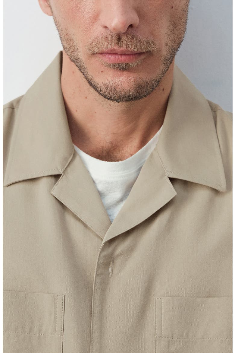 Long Sleeve Cotton Blend Button-Up Shirt, Alternate, color, BEIGE