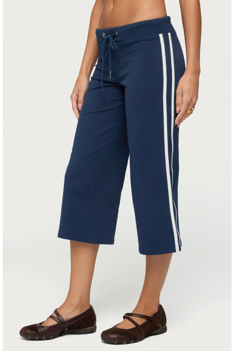 Zanele Side Stripe Capri Sweatpants, Alternate, color, NAVY-AND-WHITE