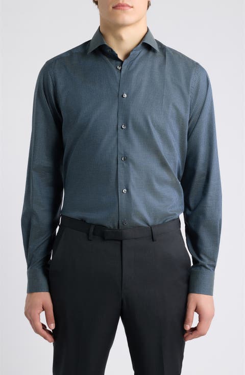 Contemporary Fit Micro Check Cotton Flannel Shirt