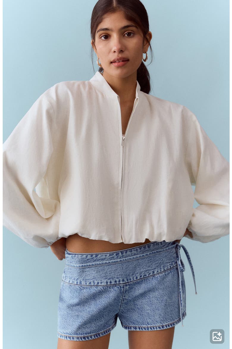 Mini Bow Denim Shorts, Alternate, color, MEDIUM BLUE