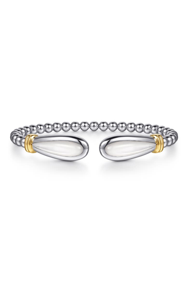 Bujukan Bead & Mother-of-Pearl Bangle Bracelet, Main, color, SILVER/ 14K YELLOW GOLD