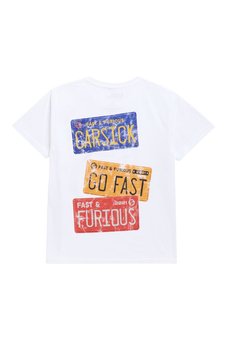 Kids' Fast and Furious License Plate Cotton Graphic T-Shirt, Alternate, color, WHITE