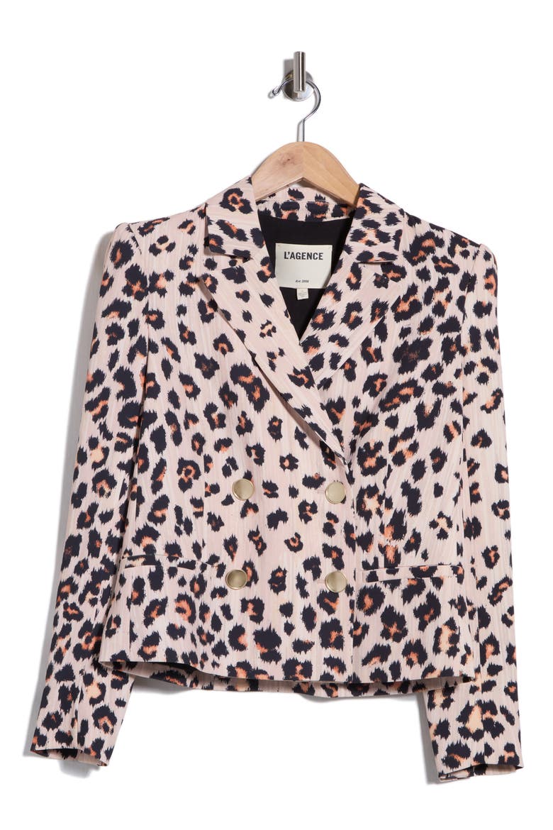 Atmore Leopard Print Double Breasted Blazer, Alternate, color, TAN MULTI IKAT LEOPARD