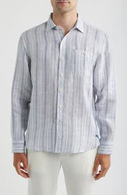 Tommy Bahama Blue Royal Stripe Linen Button-Up Shirt