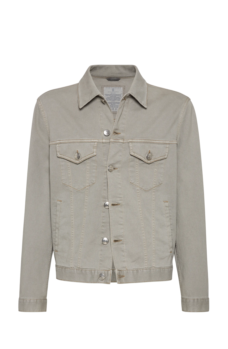 Brunello Cucinelli Denim four-pocket jacket, Main, color, Khaki