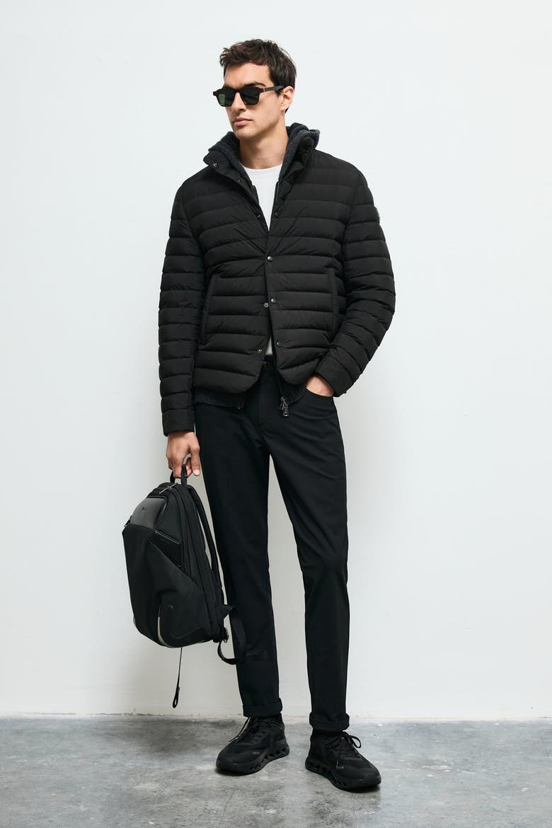 Men's Snap-button Goose Down Puffer Jacket, Alternate, color, Black