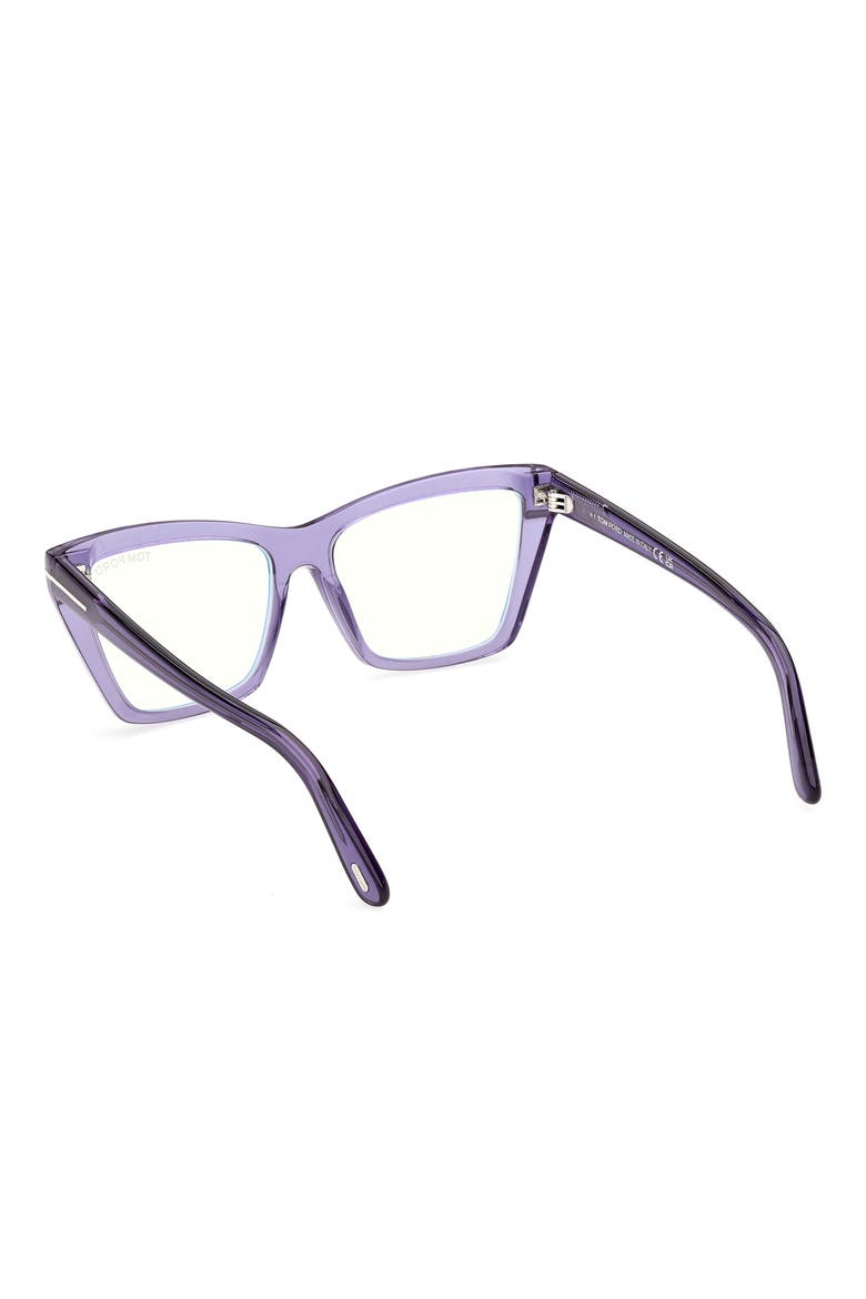 55mm Cat Eye Blue Light Blocking Glasses, Alternate, color, SHINY TRANSPARENT LAVENDAR PA
