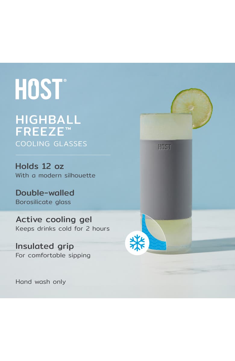 HOST Glass FREEZE Highball Cooling Cups Set of 2, Alternate, color, Gray