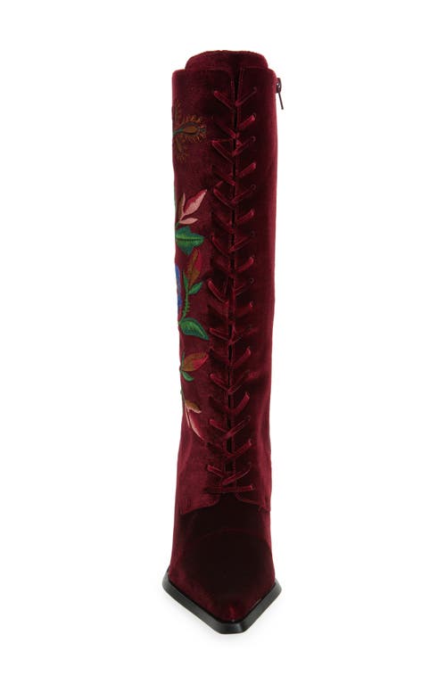 Jeffrey Campbell Joyeux Floral Lace-up Knee High Boot In Multi
