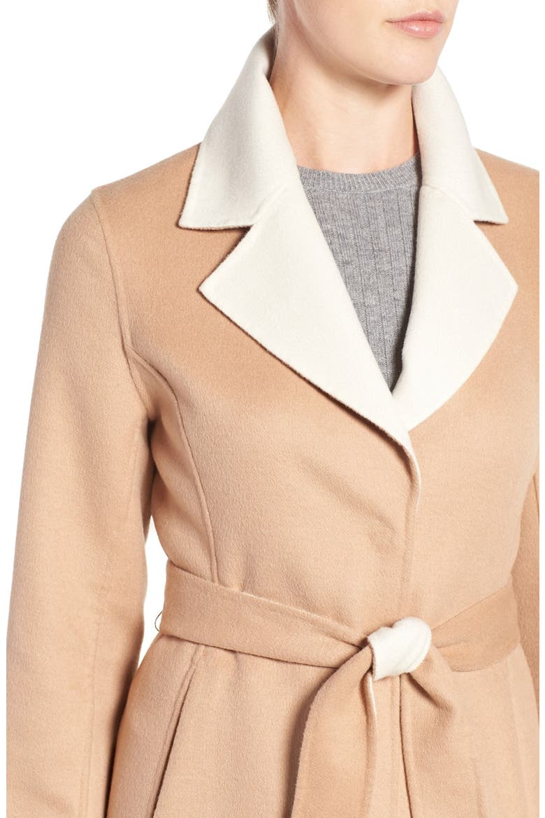 double face walking coat, Alternate, color, CAMEL/ CREAM