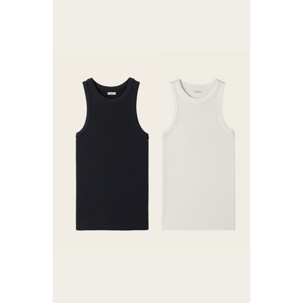 Italic 2-pack Marcella Featherlight Cashmere Ribbed Tank Tops In Multi