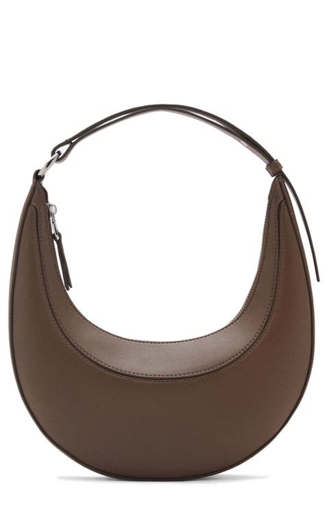 Oval Faux Leather Shoulder Bag