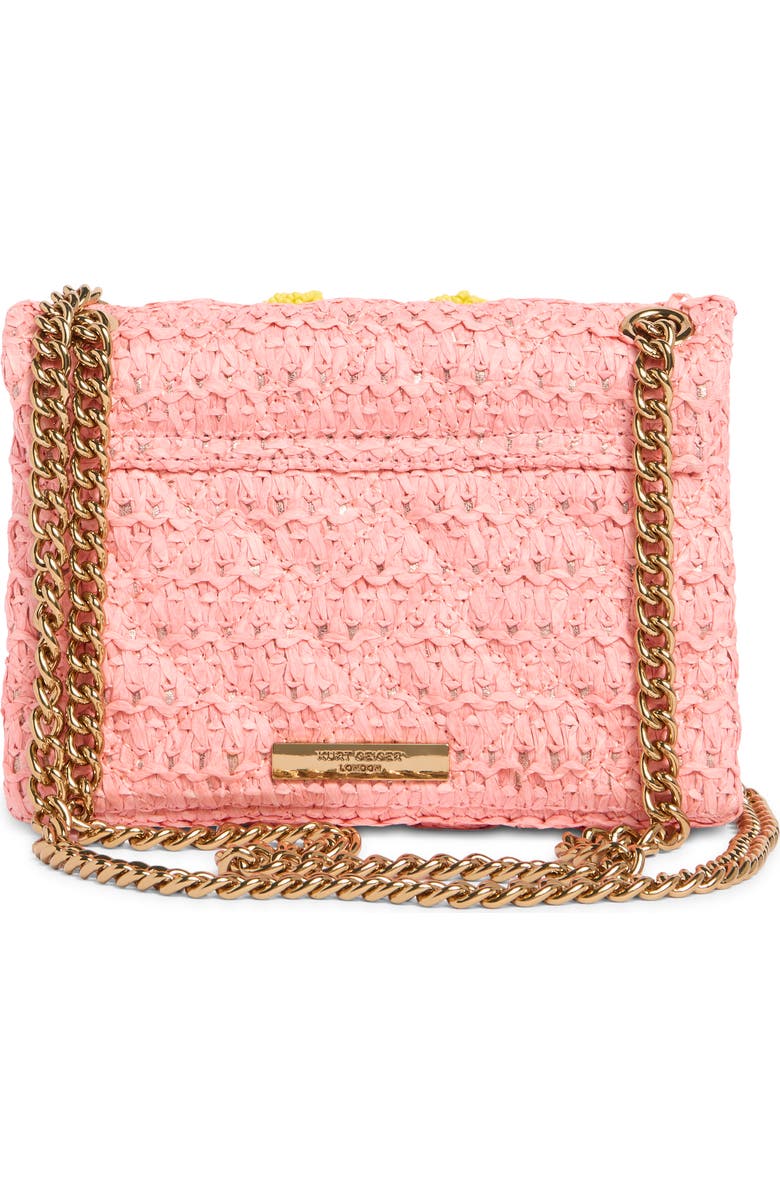 Kurt Geiger London Mini Kensington Raffia Convertible Shoulder Bag, Alternate, color, Light Pink/ Pastel Orange