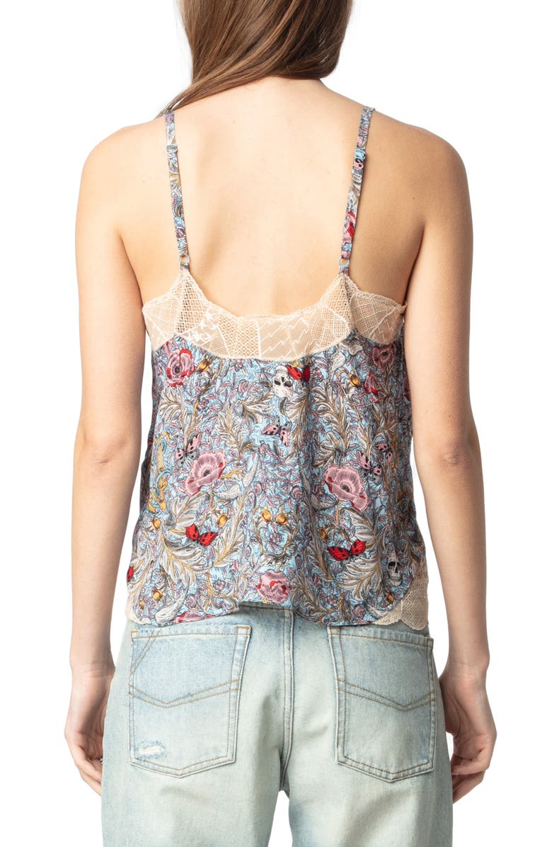 Zadig & Voltaire Cyoko British Flowers Lace Trim Camisole, Alternate, color, 