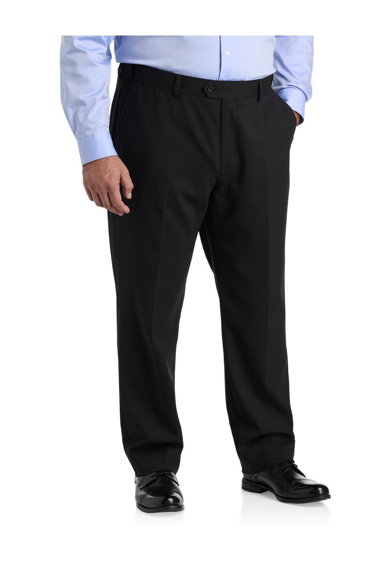 Big & Tall Perfect Fit Waist-Relaxer Flat-Front Suit Pants V2, Alternate, color, BLACK