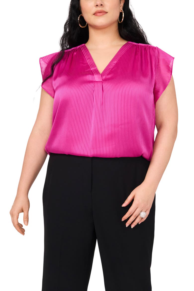 Satin Pinstripe Chiffon Top, Main, color, BLOOMBERRY