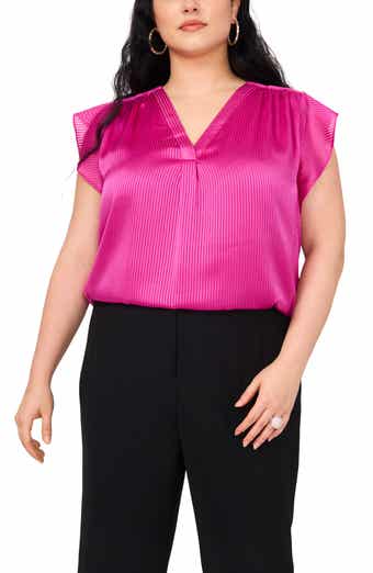 Satin Pinstripe Chiffon Top