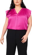 Vince Camuto Satin Pinstripe Chiffon Top