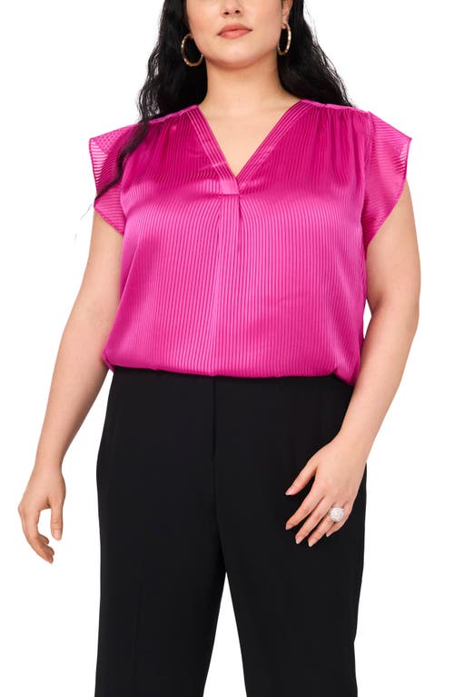 Vince Camuto Satin Pinstripe Chiffon Top In Purple