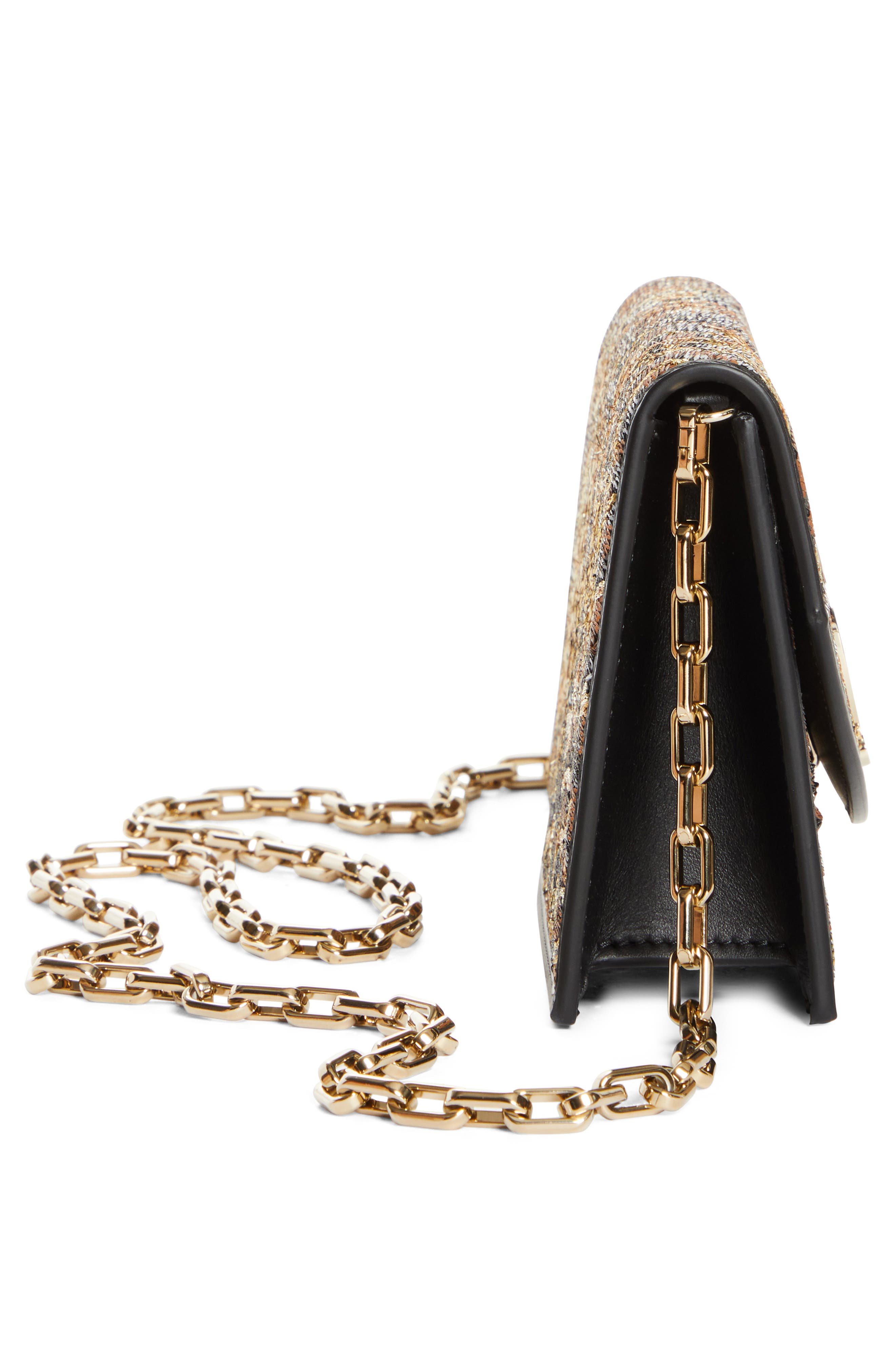 Christian Louboutin Loubi54 Sequin & Leather Clutch, Alternate, color, Black/ Multi/ Gold