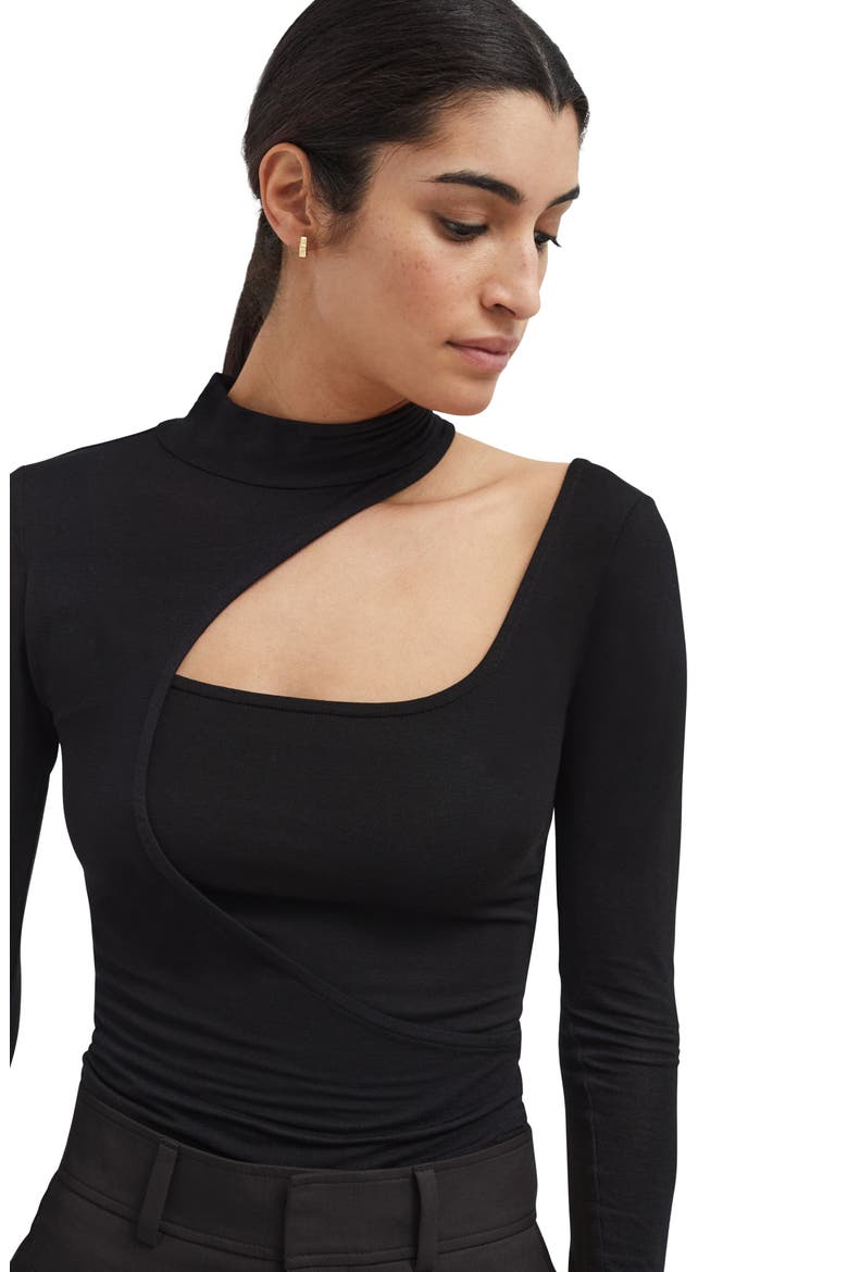 Soho Cutout Mock Neck Top, Alternate, color, BLACK