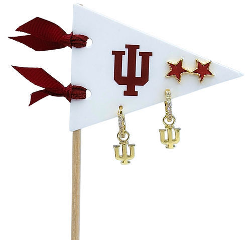 Color Shout University Of Oklahoma Pennant Pair Earring Set In Gold