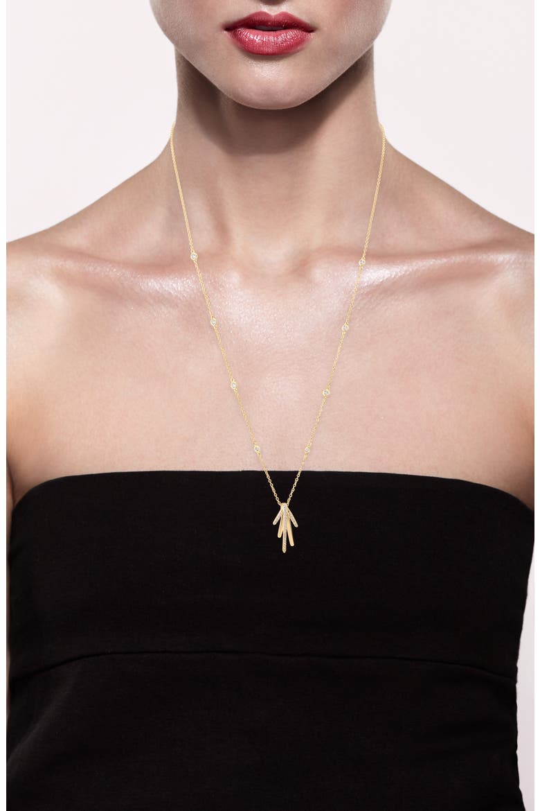 Long Spike Cubic Zirconia Pendant Necklace, Alternate, color, GOLD