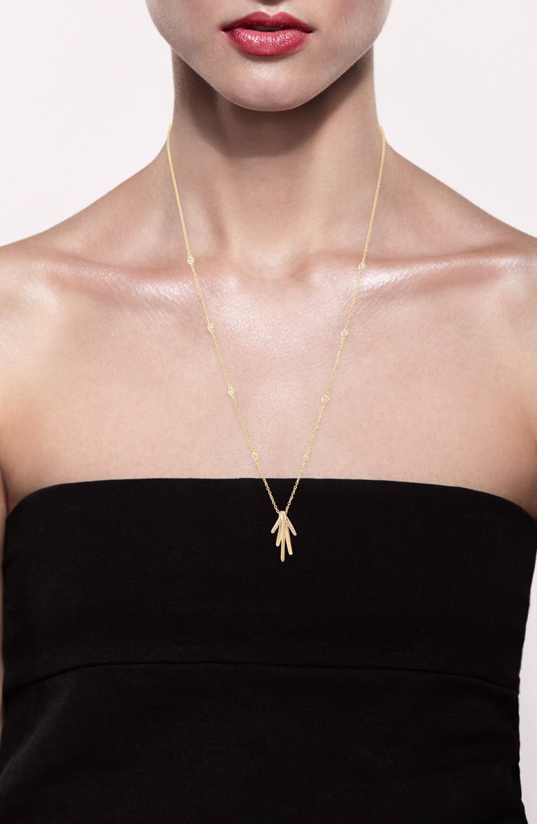 CZ by Kenneth Jay Lane Long Spike Cubic Zirconia Pendant Necklace, Alternate, color, Gold