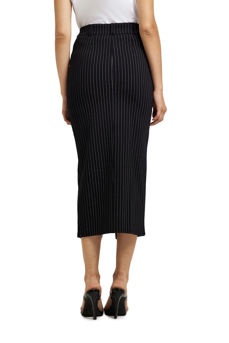 Pinstripe Ponte Knit Midi Skirt, Alternate, color, NAVY