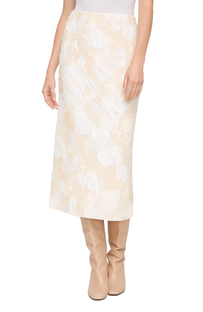 Lafayette 148 New York Sequin Embellished Midi Skirt, Main, color, Cloud Multi