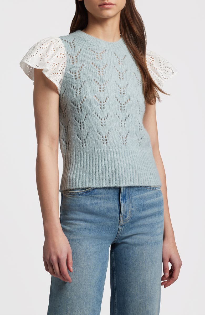 Rails Everly Flutter Sleeve Pointelle Sweater, Main, color, 